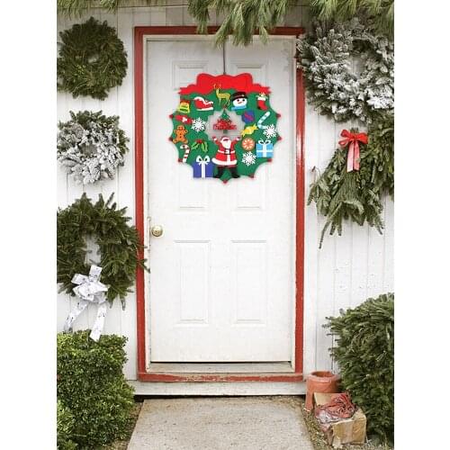 Felt Christmas Wreath Pendant Handmade Xmass Decoration DIY Christmas Wreath Decoration For Home Kerst Decoratie Navidad