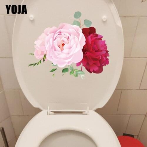 YOJA 24.6CM×20.6CM Rich Peony Home Decoration Bedroom Wall Stickers WC Toilet Accessories T1-2550