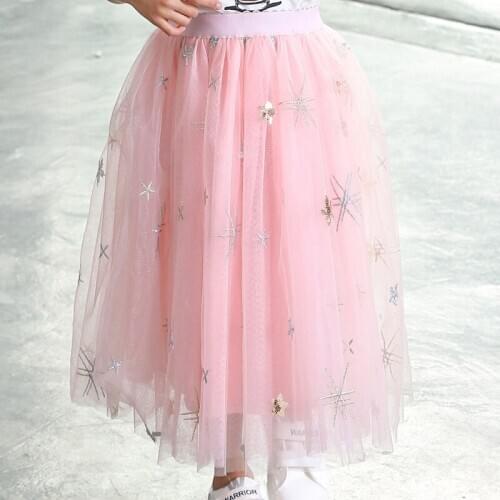 Skirt For Girls Star Sequined Girls Party Skirt Baby Shiny Wedding Girls Dance Skirts Child Embroidery Skirts Girl LZ697