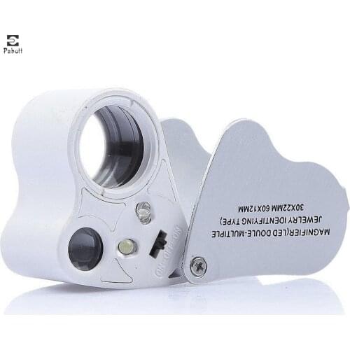 Jewelry Loupe 2-Lens Magnifying Glass 30x 60x Jewelers Eye LED Illuminated Magnifier Antique Jade Identification Childs Gift