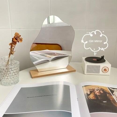 Makeup Mirror Desk Home Decoration Glass Mirror With Wood Base Boho Decor Mirrors зеркало с подсветкой Espejos