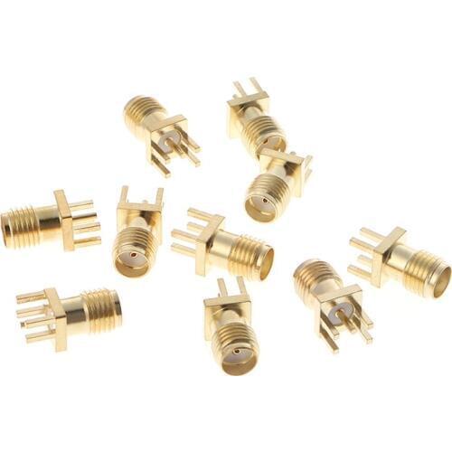 10Pcs/set SMA Female Jack Solder Edge 1.6mm Space PCB Mount Straight RF Connector