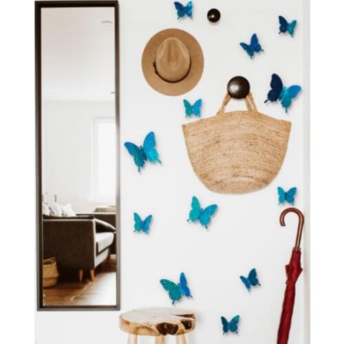 12Pcs PVC 3D Simulation Flash DIY Butterfly Wall Stickers Home Decor Poster for Kitchen Room Adhesive Wall Decals Decoration