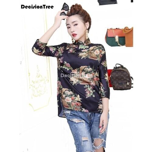 2021 floral printing traditional qipao blouse women tang suit retro casual chinese style cheongsam top traditional chinese shirt