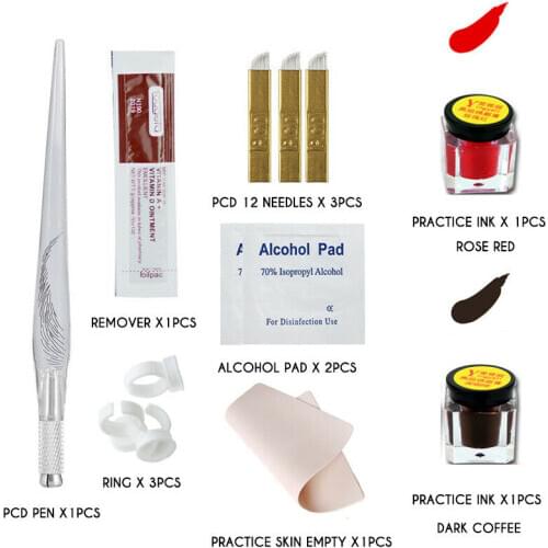 Microblading Tattoo Kit 3D Microblading Kit Eyebrow Brow Embroidery Practice Ink Eyebrow Lip Tattoo Practice Microblading Pen