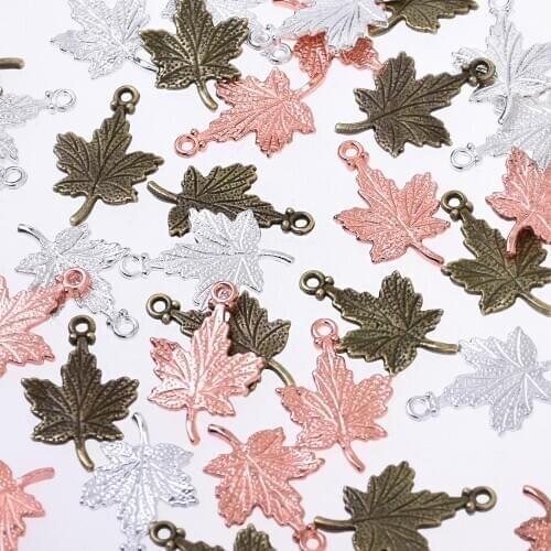 15*23mm Alloy Maple leaf shape Necklace pendant Vintage Charm Pendants Maple Leaf Jewelry for Women 50pcs
