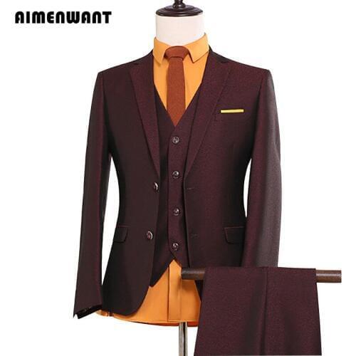 AIMENWANT New Best Suits For Wedding 2018 New Tailor Made Best Man 3-piece Suit Business Causal Blazer Fitted Formal Suits Gift
