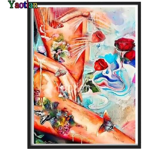 5d Diamond Painting Full Square/Round "girl body flowers and butterflies " Picture Of Rhinestone DIY Diamond Embroidery pattern