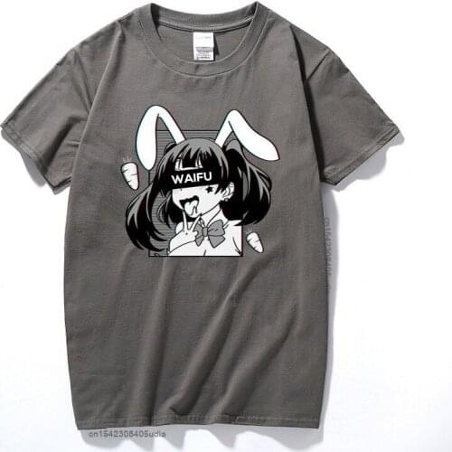 Anime Shirt Waifu Material T Shirt Otaku Lewd Hentai Cute Girl Anime T-Shirt For Men Fashion Streetwear Top Cotton Tshirt