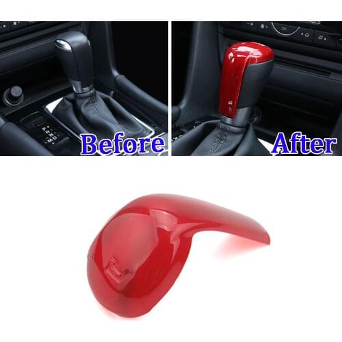 BBQ@FUKA 1pc ABS Interior Gear Shift Knob Cover Trim Red For Mazda CX-3 CX32016-2017 Car Interior Accessories Styling
