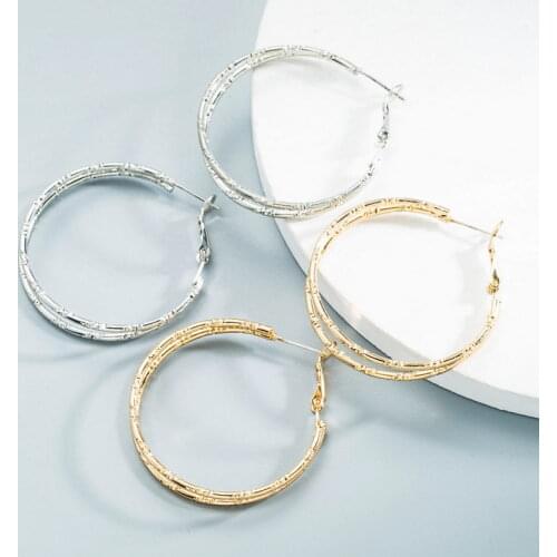 Free Shipping Double C Shape Metal Hoop Earrings for Women Fashion Large Round Earrings Boutique Jewelry Wholesale