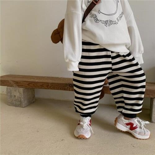 Striped slacks Korean sports pants 2021 childrens autumn new pants for boys and girls