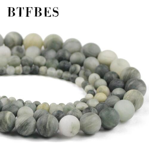BTFBES Matting Grassgreen Natural Stone Loose Beads For Jewelry Making DIY charm Bracelet Necklace Accessories 4 6 8 10MM