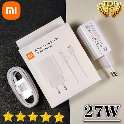 Xiaomi Fast charger 27W Original EU QC 4.0 turbo quick charge adapter usb type c cable for mi 9 9t pro k20 pro mi note 10 lite