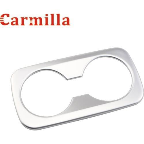 Carmilla ABS Matt Chrome Car Rear Seat Water Cup Sticker Water Holder Cover Trim For Hyundai New Tucson 2015 2016 2017 Acc
