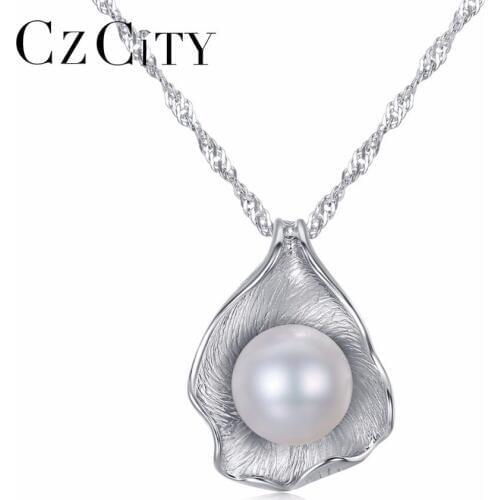 CZCITY Top Quality Trendy Pearl Jewelry,Shell Pearl Necklace Pendant, 925 sterling silver jewelry ,fashion necklaces for women