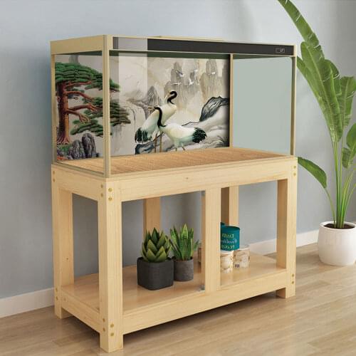 Longevity Crane Background Sticker Fish Tank Creative Paste Paper Aquarium Decoration Poster Acuario Decor Room Ornament YGT007