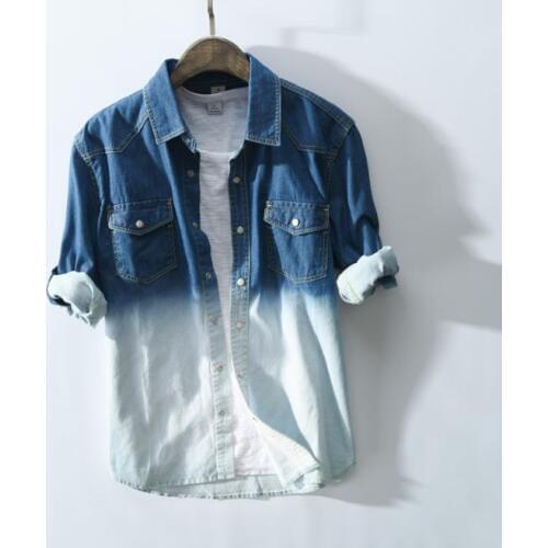 XXXL Mens Denim Shirts Loose Fashion Mens Casual Cowboy Shirt Long sleeved Jeans Shirt Tops Men Dress Shellort Spring Autumn