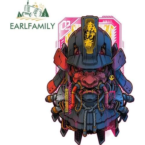 EARLFAMILY 13cm x 9.2cm Funny Car Sticker Samurai Hannya Mask Cartoon Executor Decal Rear Windshield Sticker JDM Creative Design