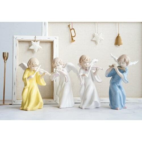 European angel violin flute ceramic decoration creative home window flower desktop decoration crafts Christmas gifts