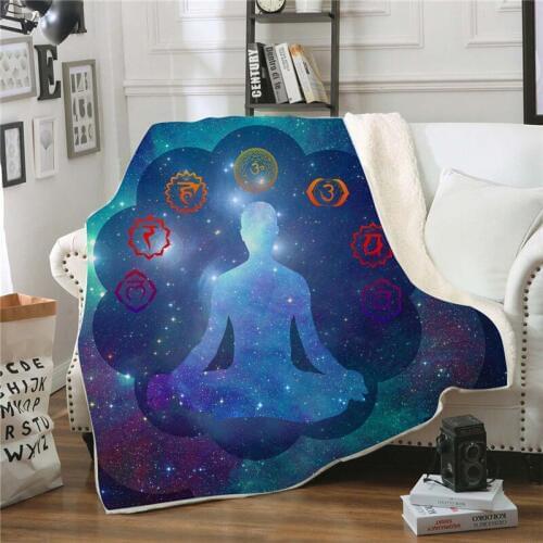 Indian Buddhism Sherpa Blanket Velvet Plush Throw Fleece Blanket Bedspread Couch Sofa Quilt Cover Bedding Outlet Dripship