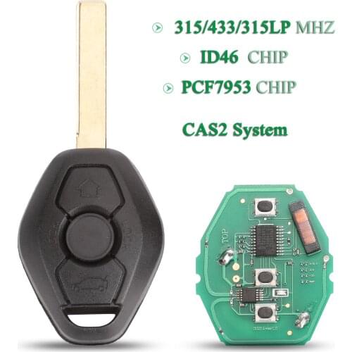 Bilchave 5pcs For BMW 3 5 7 Series FOB 315 /315LP /433Mhz With ID46-7953 Chip 3 Buttons CAS2 System Remote Car Key HU92 Blade