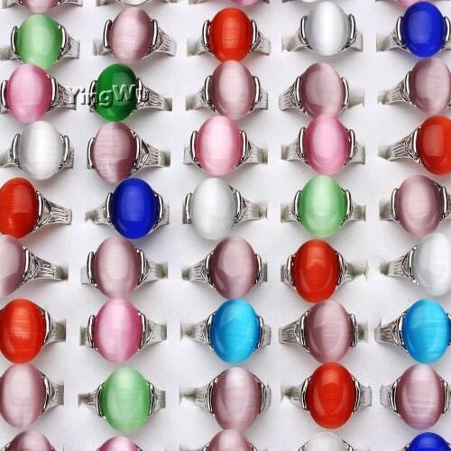 Yingwu Vintage Vampire Movies Jewelry Hollow Out Natural Opal Cat Eye Rings For Women Valentine Gift 5PCS Wholesale Lot