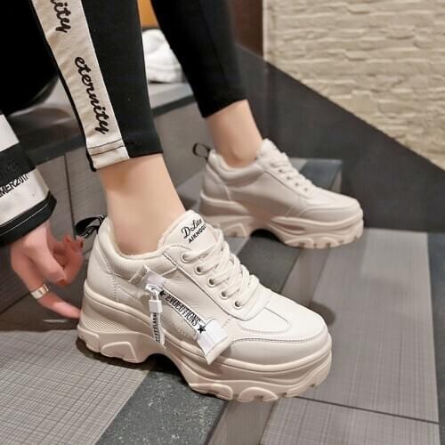 New Thick Bottom Casual Shoes Zapatillas Mujer Fashion Sneakers Womens Plus Velvet Warm for Ladies Tennis ShoesU13-39
