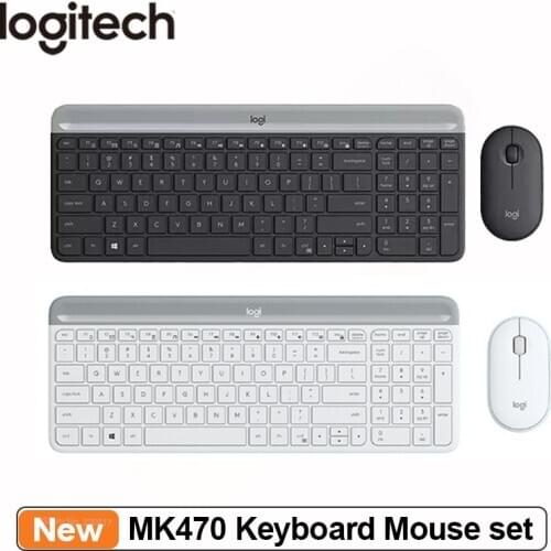 Logitech MK470 Keyboard Mouse Set Slim 2.4G Ultra-thin Wireless Keyboard Silent 1000DPI Optical Mouse with 2.4G Receiver Mouse