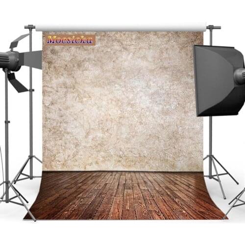 Mocsicka Vintage Wall Photography Background Wood Floor Backdrop for Photo Shoot Studio Custom F-1575