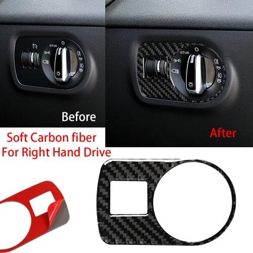 Soft Real Carbon Fiber Headlight Switch Button Trim For Audi TT 8N 8J MK123 TTRS 2008-2014