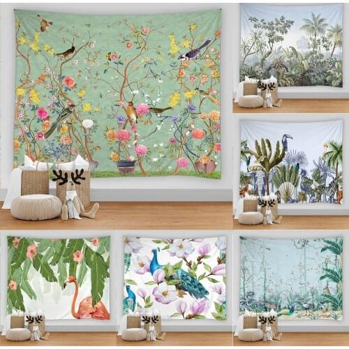 Chinese style Tapestry flowers and birds wall hanging Tapestries Home Decor Beach Towel Yoga Mat Picnic Blanket table cloth