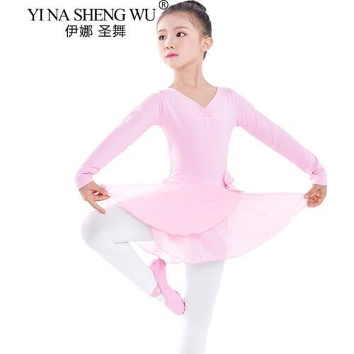 New Spring Autumn Long Sleeve Girl Ballet Dance Costumes Childrens Latin Dance Ballet Dance Practice Dress Children Dance Dress