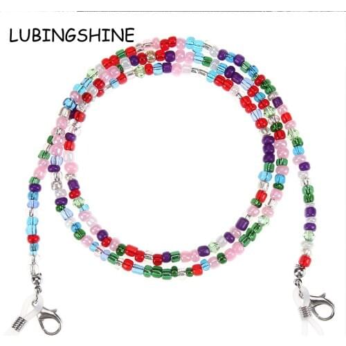 50pcs/lot Bohemian Women Crystal Seed Bead Eyeglass Eyewears Sunglasses Reading Glasses Chain Necklace Chokers Rope for Mask