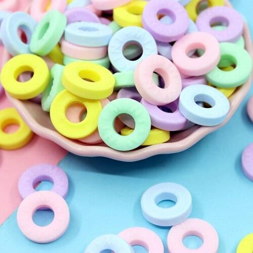 Wholesale 100pcs 18mm Pastel Colors Round Donut Candy Resin Cabochons Embellishments Scrapbooking Girl Hair Clip Phone Shell DIY