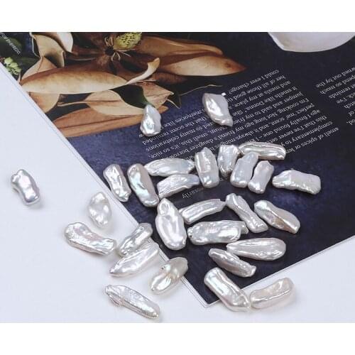 Wholesale White Color Natural Freshwater Biwa Pearl Irregular Shape Loose Bead No Hole For Jewelry Making