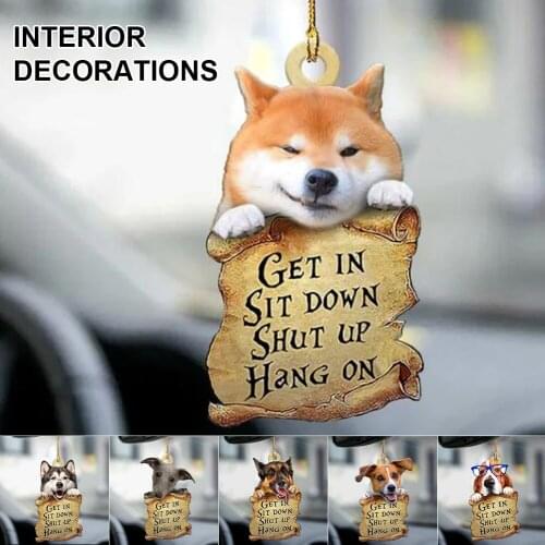 New Cute Dogs Car Pendant Rearview Mirror Charm Decoration Hanging Ornaments Car Interior Decors Pendants for Keyring Backpack