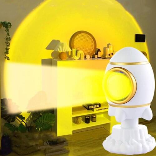Rocket Sunsets Projection Lamp Colorful Rainbow 190 Degree Rotation Rechargeable Sunset Atmosphere LED Light Home Wall Decoratio