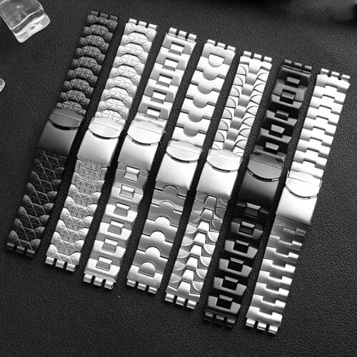 Fine steel watchband double convex mouth for Swatch watch YCS Yas YGS iron mens and womens steel watch strap 19 mm wristband