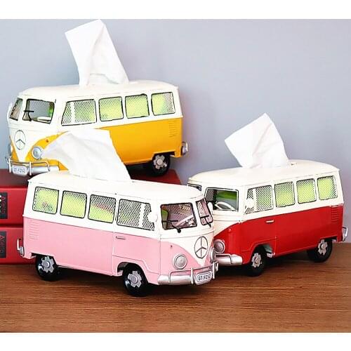 Retro Car Tissue Boxes Multicolor Flower Bus Model Organizing Boxes Decorative Napkin Holder Home Decorative Tissue Paper Box