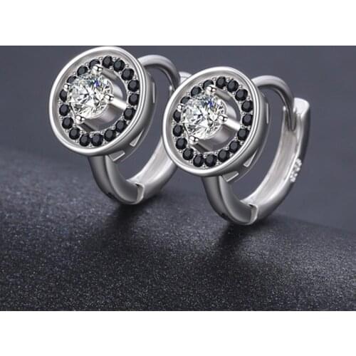 ZHOUYANG Stud Earrings For Women Classic Style Clear Black Zircon Silver Color Party Birthday Gifts Fashion Jewelry KBE266