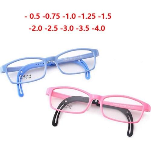 Ultra-light TR90 Children Optical Eyeglasses Boy Girl Square Prescription Glasses 3-10 years -0.5 -0.75 -1.0 -1.5 -2.0 -3.0 -4