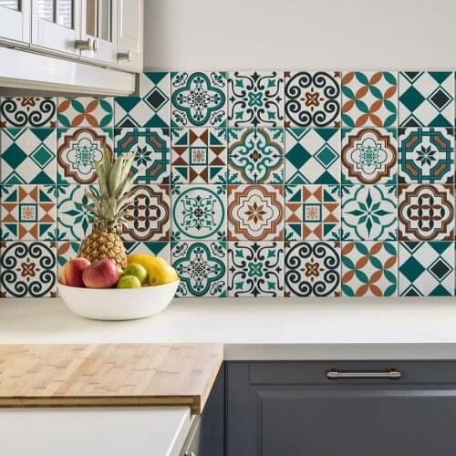 Packaging 24 tile stickers size 15x15 cm - Made in Italy PVC for bathroom and kitchen stickers Design - Santorini