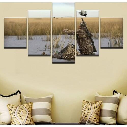 Frame Pictures Vintage Home Decoration Paintings On Canvas 5 Panel Hunter Wall Modular Pictures For Living Room HD Printed