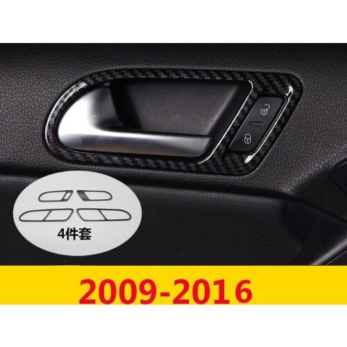 For Volkswagen VW Tiguan 2010-2017 Carbon Fiber Look Inner Door Handle Frame Trim 4pcs
