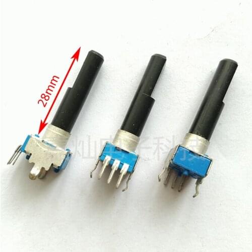 High Quality Extension Shaft 28mm RV09 Type Upright 3-pin Single-link Adjustable Potentiometer 5K B502 50K B503