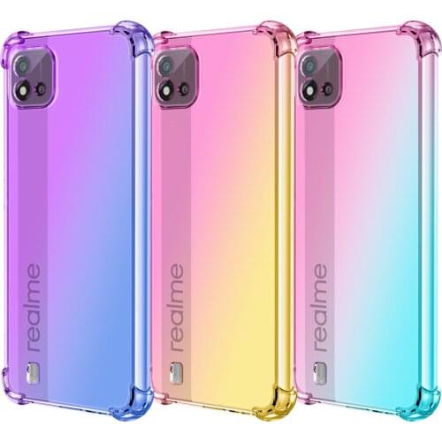 Drop Protection Gradient TPU Case for OPPO Realme C20 C21 C17 7i Find X3 A94 A93 A73 A53 A55 5G A72 A52 Reno 5 Pro Cover