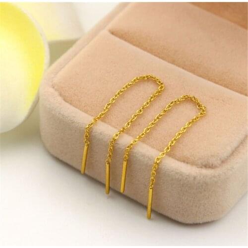 Martick Simple Ear Line Gold-Color Fashion Jewelry Personalized Chain Ear Wire Stud Earrings For Women Prevent Allergy E175