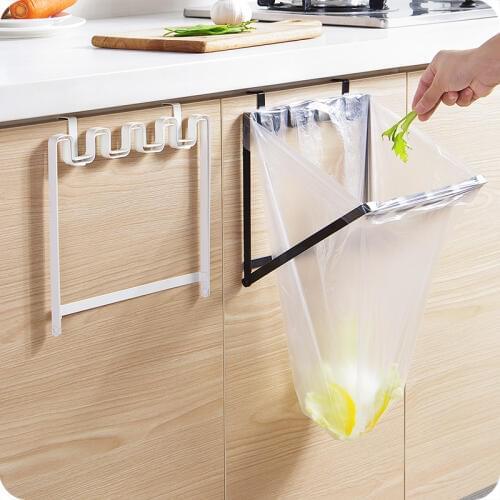 1pc Cabinet Door Back Garbage Bag Hook Kitchen Plastic Bag Rack Hanging Trash Can Garbage Rack Storage Holder