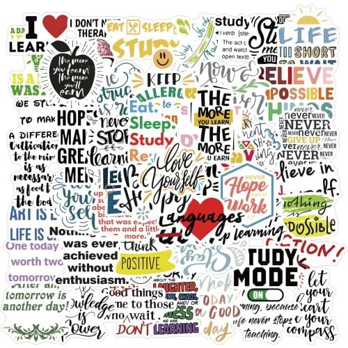 10/30/50Pcs Motivational Phrases Sticker Quotes Sentences Waterproof for Laptop Skateboard Office Study Room Graffiti Decals Toy